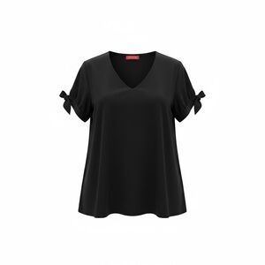 ModCloth Black V neck blouse with adjustable tie sleeves - Size 3X